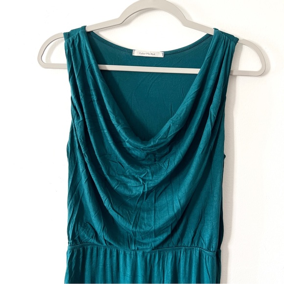 Color Me Red Grecian style teal maxi dress size S/M - Picture 2 of 6